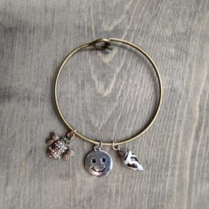 Rhinestone Bee, Smiley Face and Seashell Charms